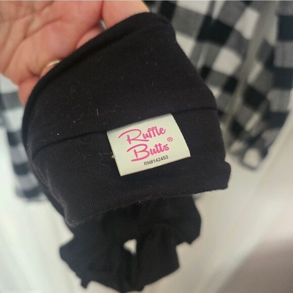 NWOT Ruffle Butts Black & White Buffalo Check Dress Size 6 & 2 Headbands - Picture 7 of 7